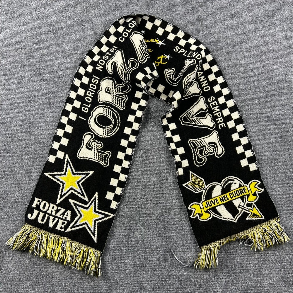 Juventus Scarf Unisex OS Black Forza Juve Soccer Fan Scarf Italian Football
